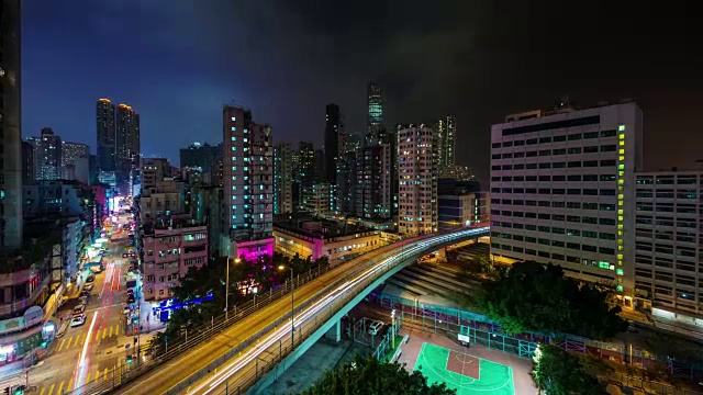 中国香港城市生活街区交通桥梁街道4k时间流逝视频素材
