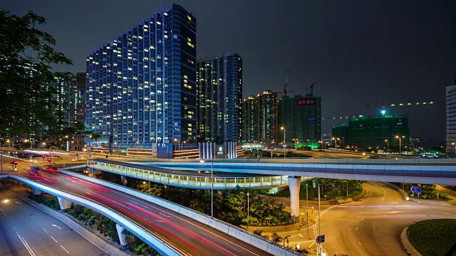 中国香港城市交通十字路口生活街区4k时间流逝视频素材