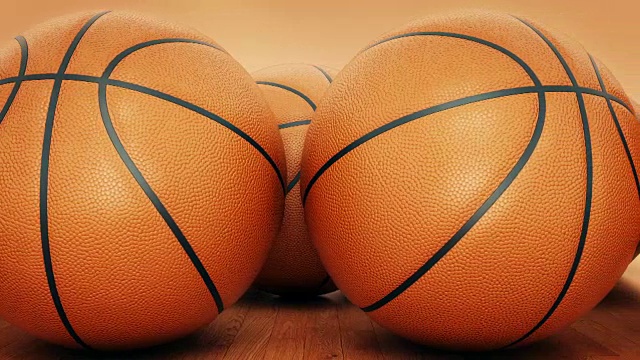 橙色的篮球。三维渲染视频下载