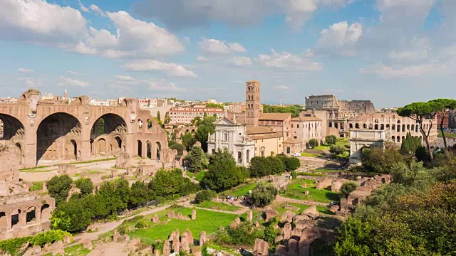 意大利罗马城夏日旅游著名罗马广场全景4k时间流逝视频下载