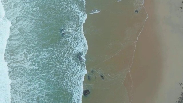 热带海滩和海浪顶视图视频下载