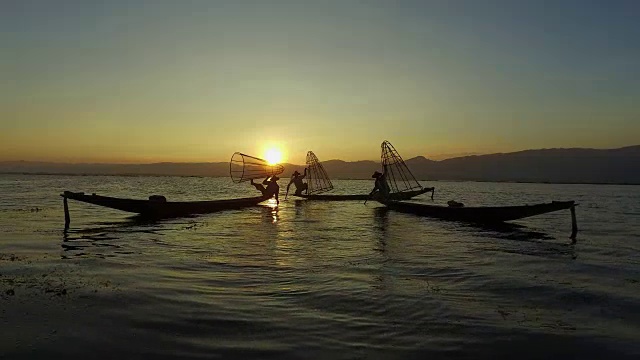 摆姿势的渔民，茵莱湖视频素材