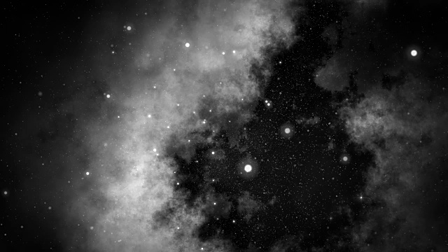 慢镜头宁静的深空星系和恒星背景黑白4K视频素材