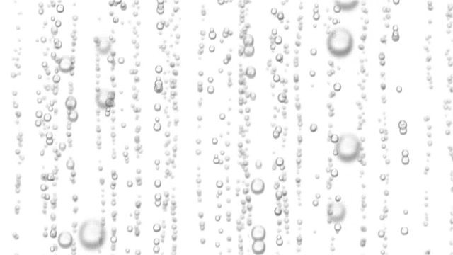 美丽的3d动画的水气泡上升。可循环的苏打水在白色和黑色的背景。HD 1080。视频购买