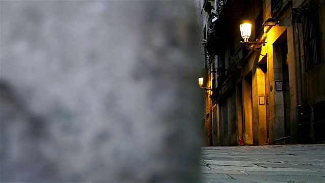 巴塞罗那哥特街区的空街，手推车视频素材