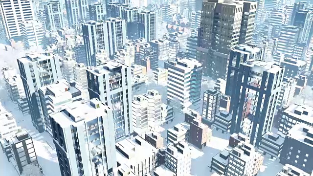 冬季降雪时市区鸟瞰图视频素材