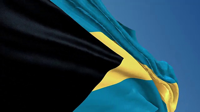 巴哈马群岛国旗挥舞。三维无缝渲染循环视频下载