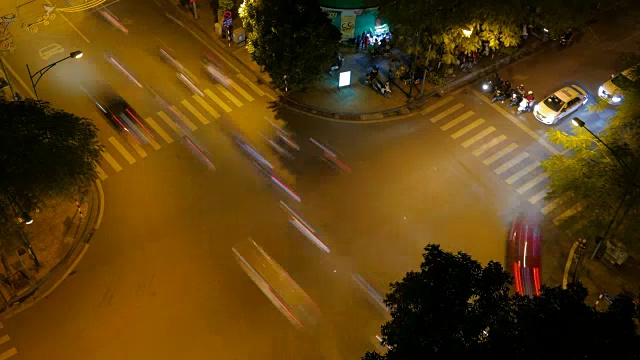 越南河内夜市交通时间流逝视频素材