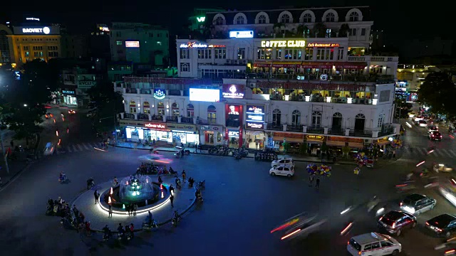 越南河内夜市交通时间流逝视频素材