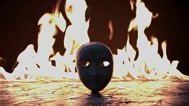 4k拍摄的一个面具着火的创作作品视频下载