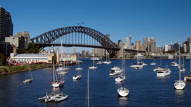 悉尼海港大桥，露娜公园，悉尼，新南威尔士州，澳大利亚视频素材