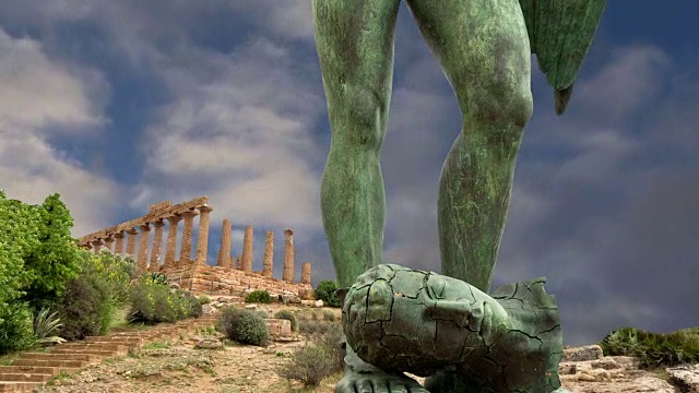 这座雕像位于意大利西西里岛阿格里琴托考古区视频下载