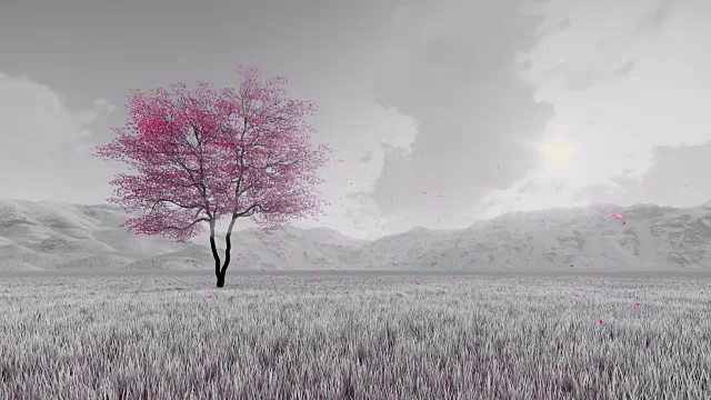 幻想樱花盛开的慢镜头视频素材