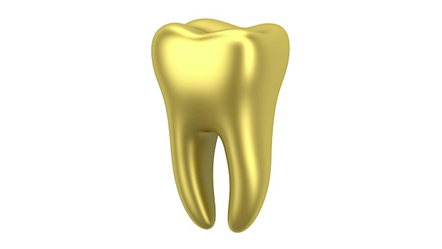 金色的人类牙齿环在白色背景上旋转视频素材