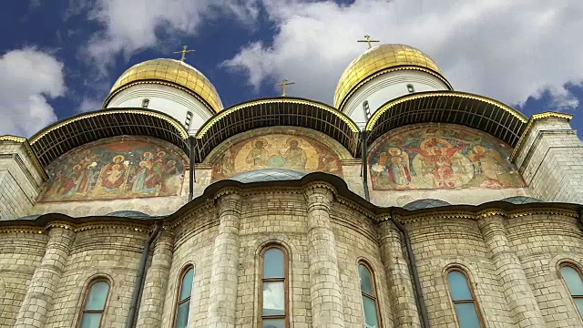 升天大教堂(是俄罗斯沙皇加冕的地点)，莫斯科克里姆林宫，俄罗斯。联合国教科文组织世界遗产视频素材