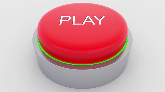 大的红色按钮与播放的题词被按下。概念FullHD剪辑视频下载