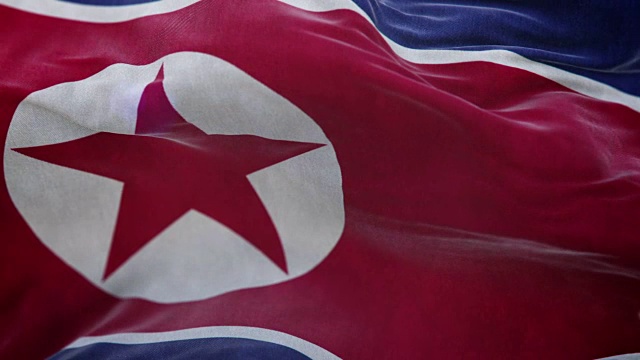 逼真的朝鲜朝鲜国旗3d动画循环视频素材