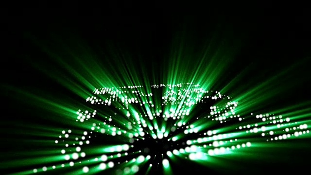 三维微处理器中抽象的绿点和发光灯视频素材