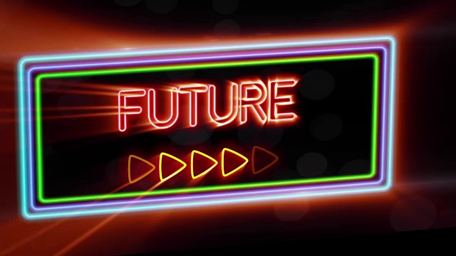 未来-闪烁充满活力的彩色霓虹灯板背景视频素材