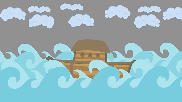 在多云的天空中漂浮的诺亚方舟视频下载