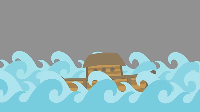诺亚方舟在灰色天空中航行视频下载