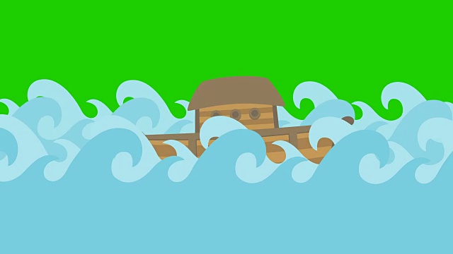 在绿色屏幕上航行的诺亚方舟视频下载