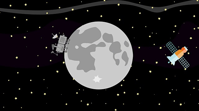 卫星和月球车从月球收集数据视频下载