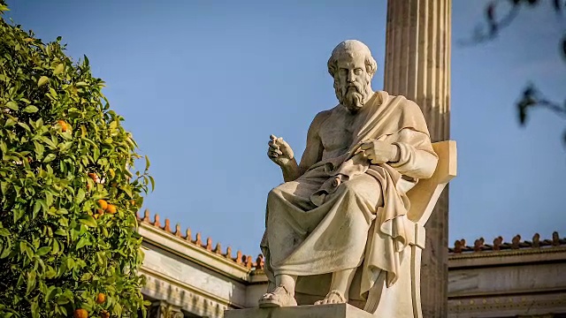 伟大的希腊哲学家柏拉图的大理石雕像视频下载