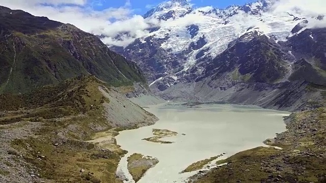 新西兰南岛库克山国家公园的美丽景色和冰川视频素材