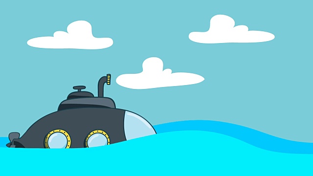 卡通潜艇在海上航行视频下载