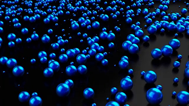 蓝色光滑的球在黑色波浪背景上。运动设计。视频素材