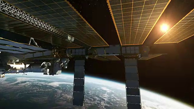 阳光下的国际空间站视频素材