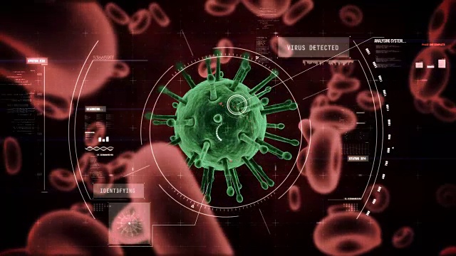 在黑色背景下以数字方式生成病毒细胞和红细胞视频下载