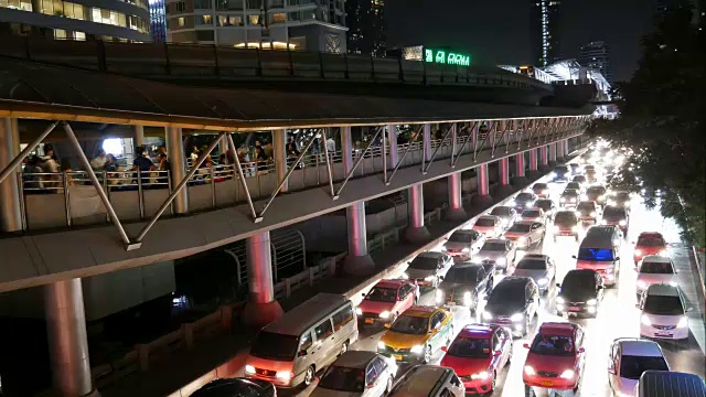 曼谷中央商务区交通堵塞的时间间隔视频下载