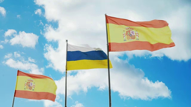 西班牙和加那利群岛的国旗视频下载