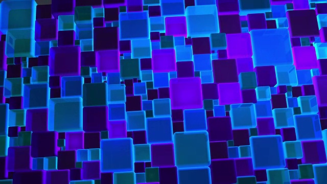 霓虹蓝光立方体背景在4k视频素材