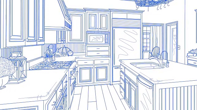 自定义厨房从绘图到完成的过渡视频下载
