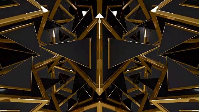黑色黄金幻想3D几何形状图案视频素材