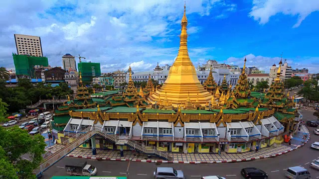 秀儿塔地标旅游地点仰光市，缅甸4K时间流逝视频素材
