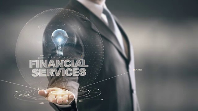 金融服务与灯泡全息商业概念视频下载
