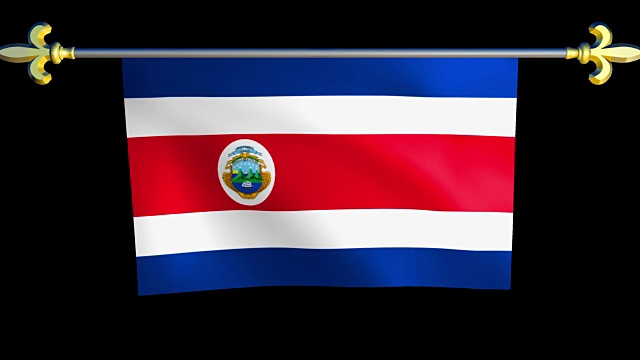 哥斯达黎加的大型循环动画国旗视频下载
