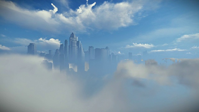 云朵之上的城市天际线视频下载