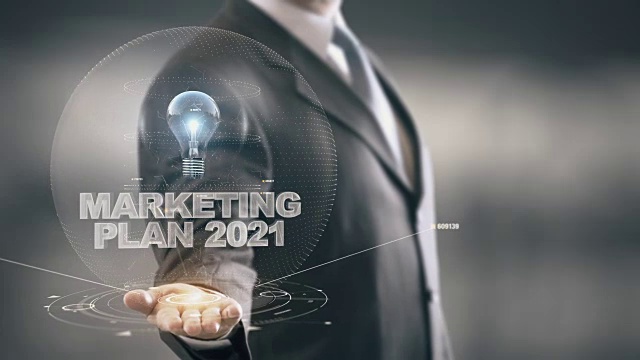 2021年营销计划与灯泡全息商业概念视频素材
