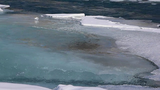 这条河上的冰在早春融化视频素材