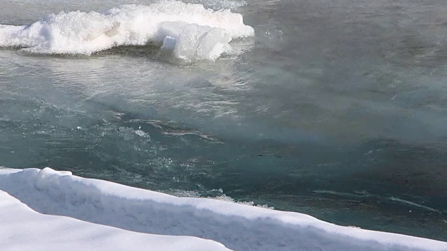 春天卡顿河冰面上的水视频素材