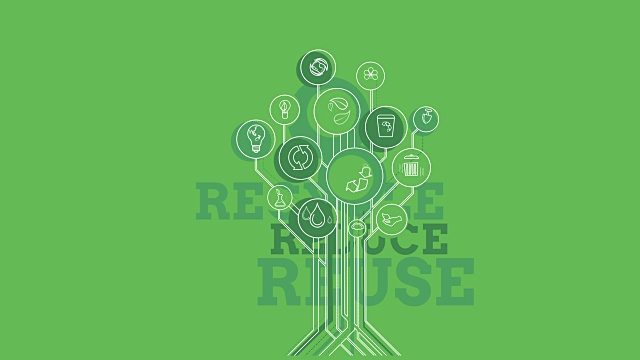 生态树图标。回收，减少，再利用。4K视频下载
