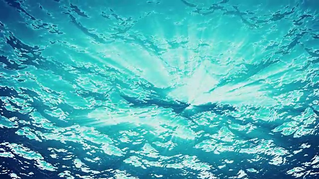 高质量的海浪动画从水下漂浮的浮游生物。光线照进来。伟大的流行海洋背景高清，高清晰度4k。视频素材
