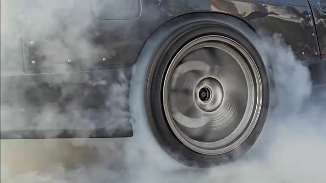 短程赛车为了比赛而把轮胎上的橡胶烧掉视频素材