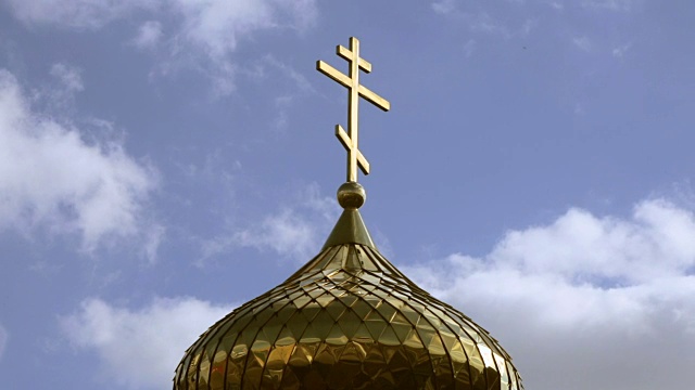 镀金圆顶东正教教堂。全高清视频视频下载