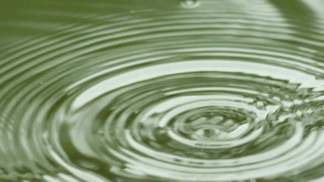 雨滴落入河中，形成圆圈。视频素材